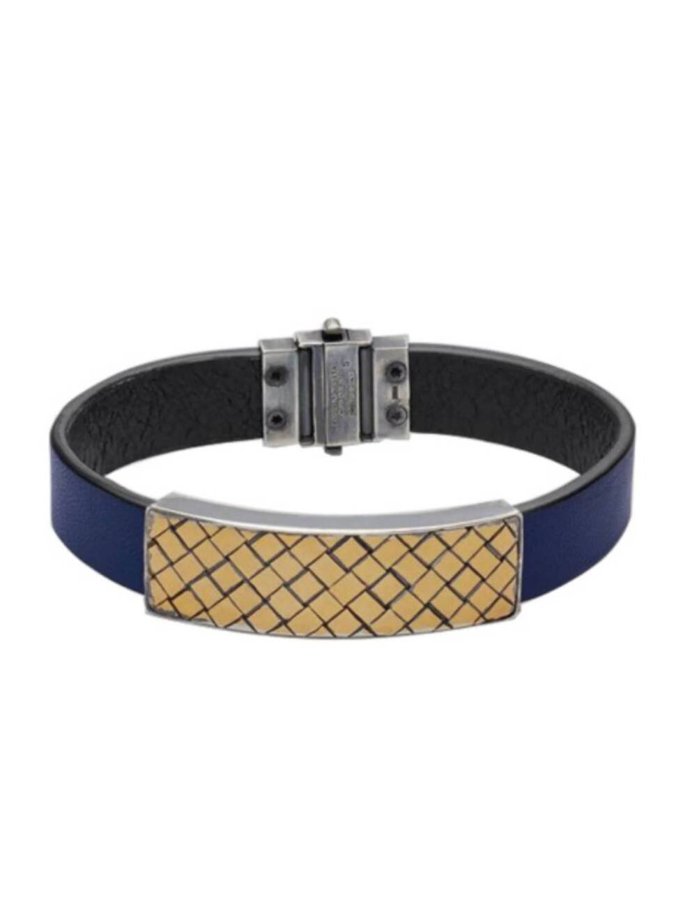 NEW BOTTEGA VENETA men's leather vintage bracelet in blue